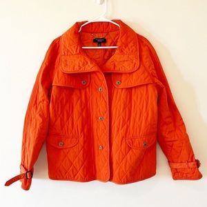 Talbots petite orange quilted jacket Large LIKE NEW NEVER WORN